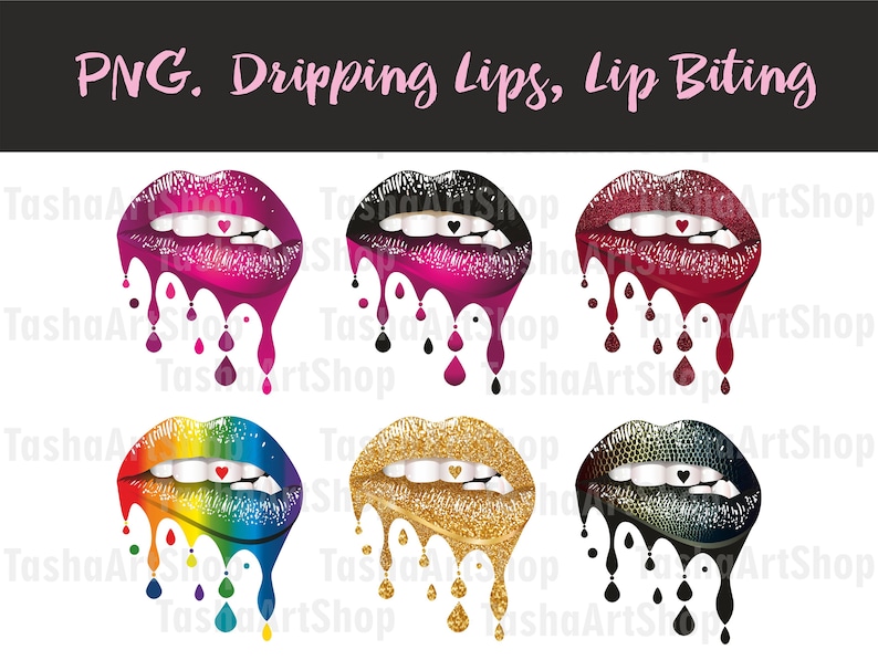 Download Lip Biting Png Dripping Lips Sublimation Design Multicolored Transparent Background Printable 6 Pcs Instant Download Clipart Scrapbooking Papercraft 330 Co Il