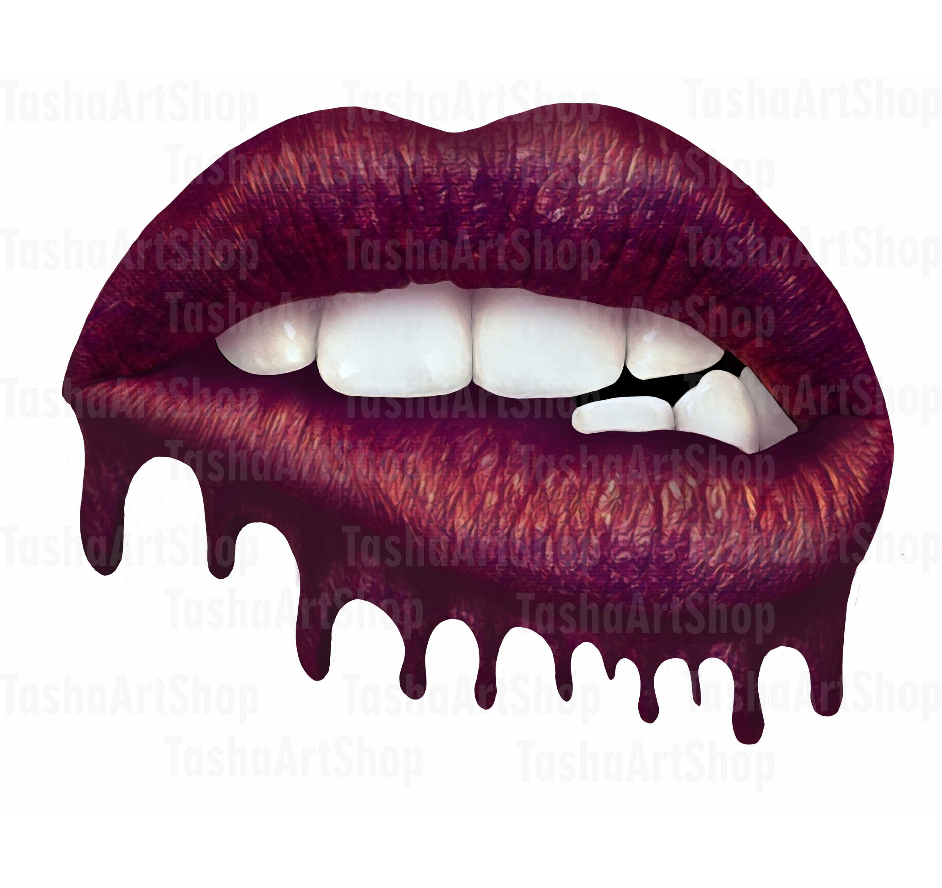 Png Lip Biting Dark Burgundy Dripping Lips Printable - Etsy