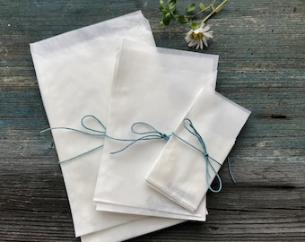 Glassine bags, 50 pieces, flat bags, transparent, small paper bags, 45 x 60 mm, 85 x 117 mm, 105 x 150 mm