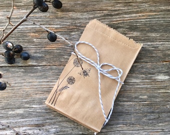 Papiertütchen, 50 Stück, Samentüten, Tütchen für Sämereien, Tüten aus Kraftpapier, 8x13cm, Flachbeutel, bedruckt, Saatguttütchen