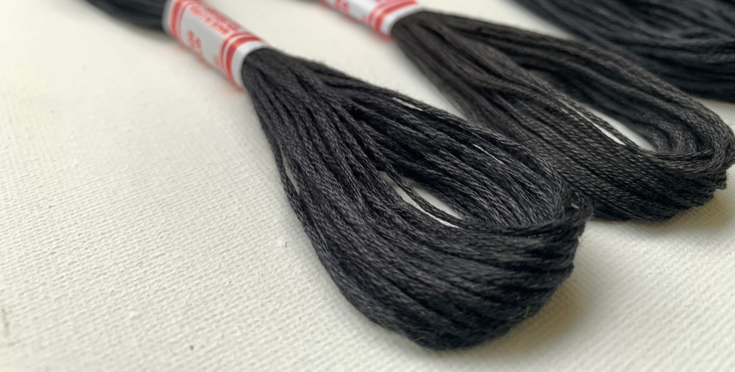 Black Colour Embroidery Threads 6 skeins of floss Etsy