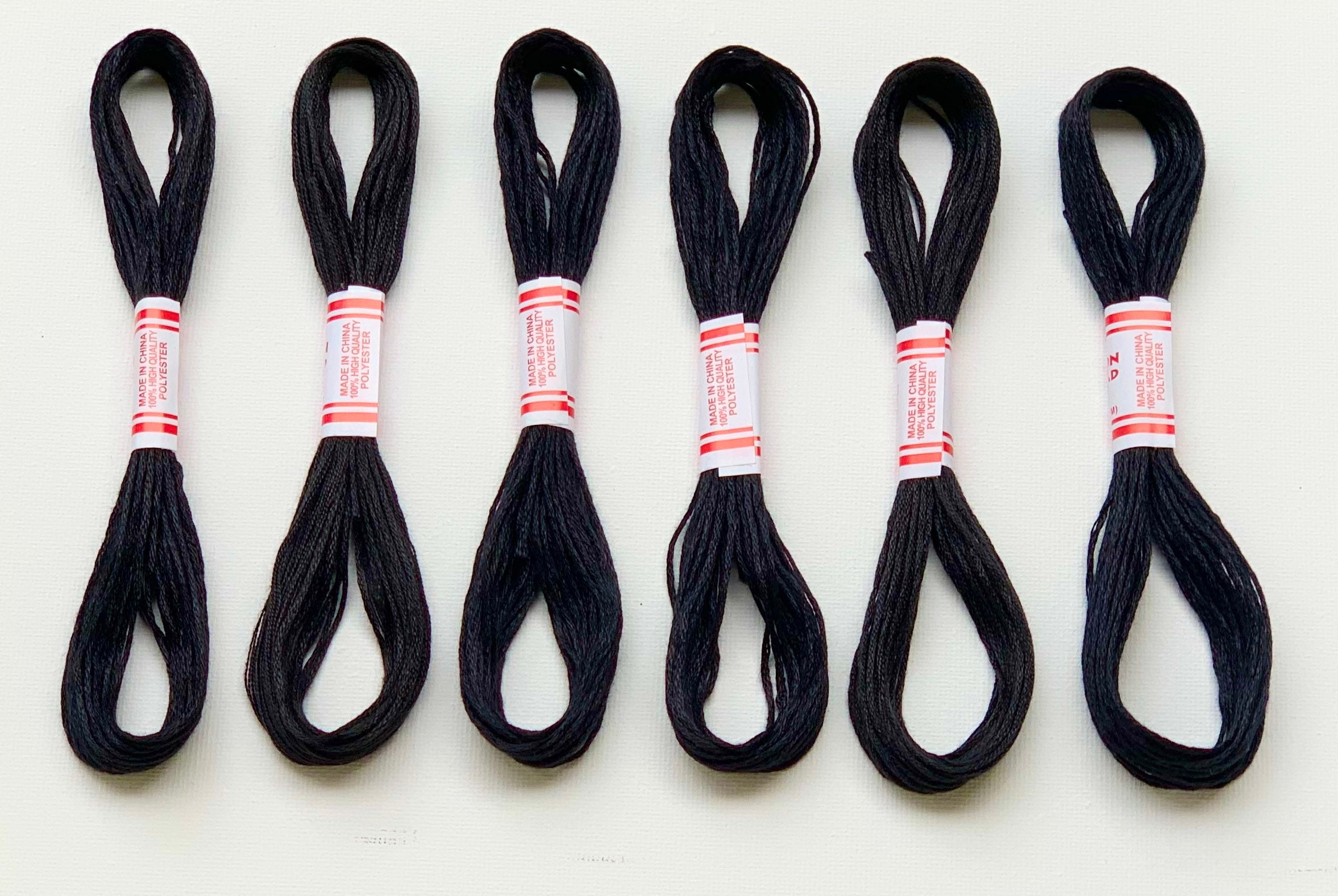 Black Colour Embroidery Threads 6 skeins of floss Etsy