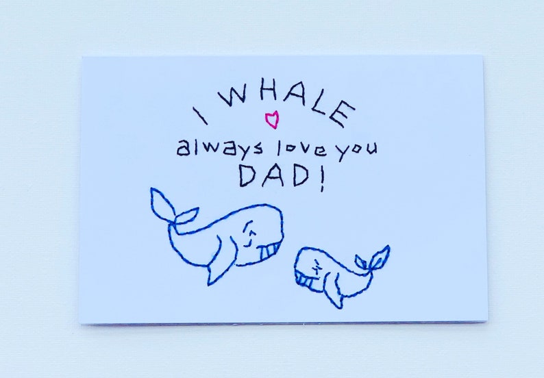 Hand embroidered,Greetings Cards Get Whale soon card Father\u2019s Day Greeting Card Happy Birthday Card