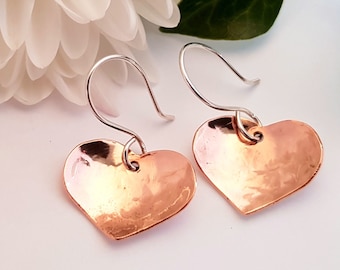 Repurposed Copper Heart Earrings