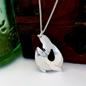 Recycled Sterling Silver Whale Pendant Necklace