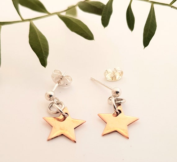 Repurposed Copper Star Stud Earrings