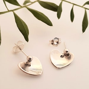 Recycled Silver Heart Stud Earrings