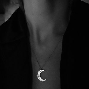 Recycled sterling silver Crescent moon pendant Necklace Jewellery