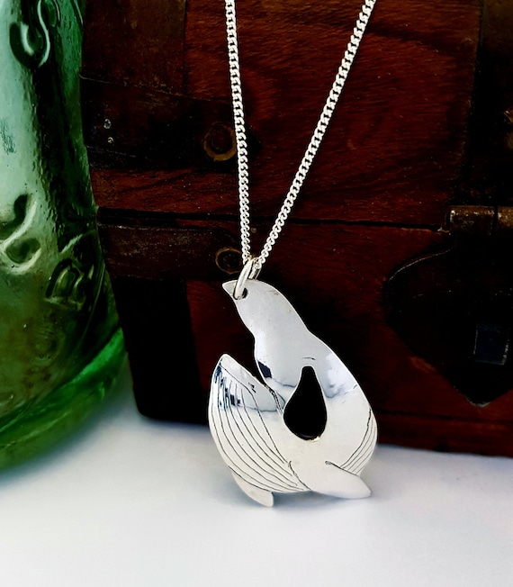 Recycled Sterling Silver Whale Pendant Necklace