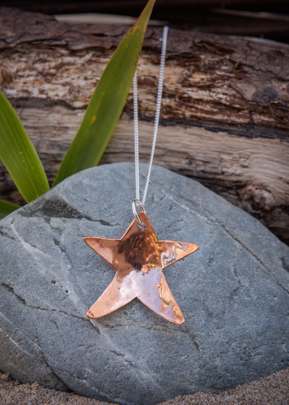 Repurposed Copper Large Star Pendant Necklace Jewellery