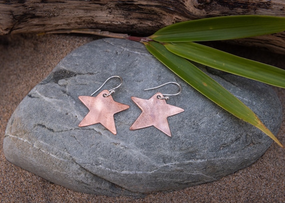 Repurposed Copper Star Earrings