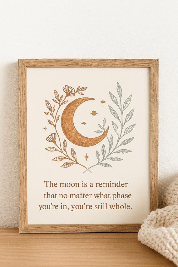 Boho Moon Phase Art Print | Self-Love Quote (Digital Download)