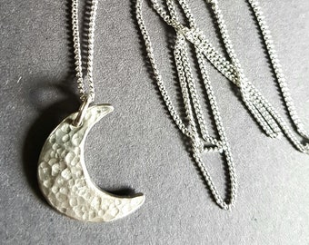 Men's Chunky Silver Crescent moon pendant Necklace Jewellery