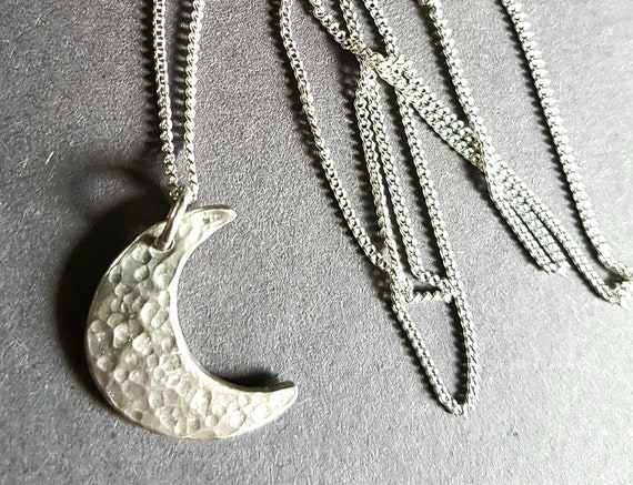 Men's Chunky Silver Crescent moon pendant Necklace Jewellery