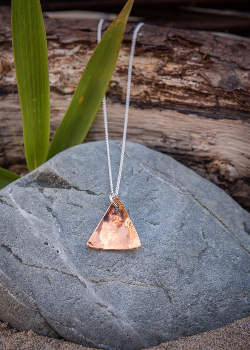 Repurposed Copper Triangle Shape Charm Necklace Bracelet Jewellery
