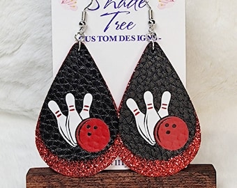 Bowling Faux Leather Earrings