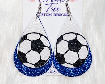 Soccer Faux Leather Earrings