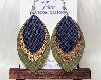 Fall Stacked Faux Leather Earrings