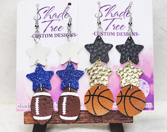 Sports Stars & Hearts Dangle Earrings