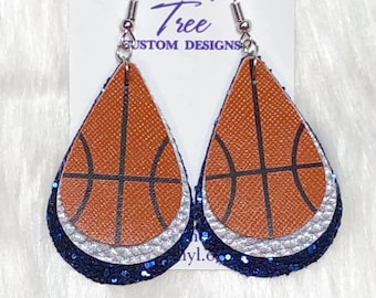 Basketball Faux Leather Earrings