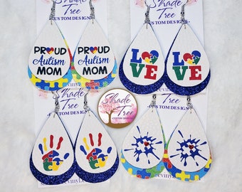 Autism Faux Leather Earrings