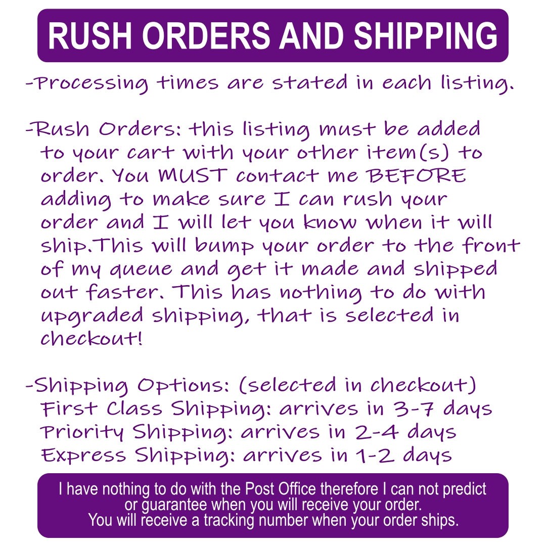 Rush Order Example Rush Order *add On* -contact Me First! - Etsy