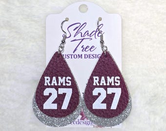 School/Team Spirit *Jersey* Faux Leather Earrings