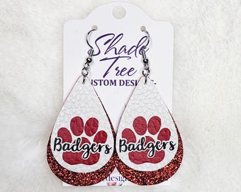 School/Team Spirit Paw Print Earrings