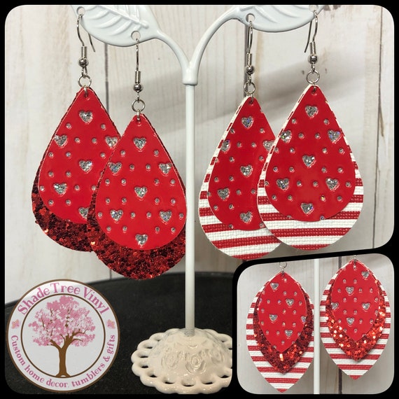 Valentine faux leather sale earrings