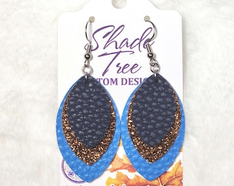 Custom School/Team Colors Stacked Faux Leather Earrings