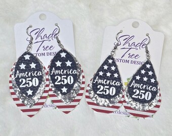 America 250 Faux Leather Earrings