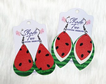 Watermelon Faux Leather Earrings