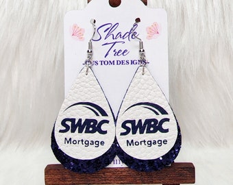 Custom Logo Faux Leather Earrings