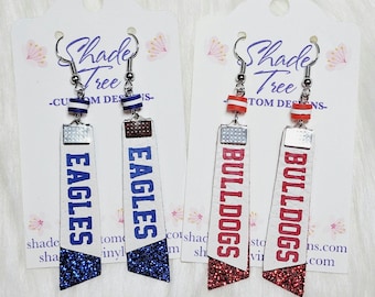 School/Team Spirit Pennant Faux Leather Earrings