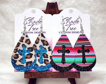 Cross Faux Leather Earrings