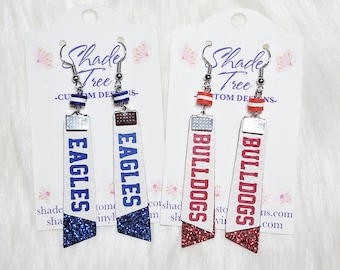 School/Team Spirit Pennant Faux Leather Earrings