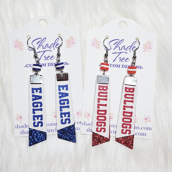 School/Team Spirit Pennant Faux Leather Earrings