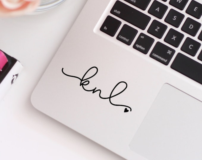 Cursive Monogram Initials Heart Decal | Yeti | Tumbler | Laptop | Phone ...