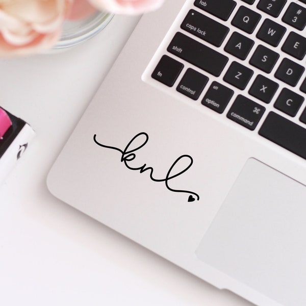 Cursive Monogram Initials Heart Decal | Yeti | Tumbler | Laptop | Phone | Car | Holographic | Iridescent | Personalized | Sticker | Name