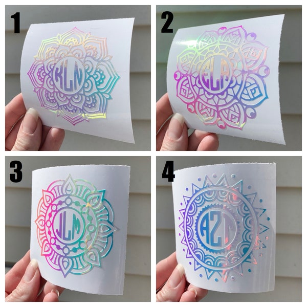 Mandala Monogram Decal | Yeti | Stanley | Tumbler | Laptop | Car | Holographic | Iridescent | Opal | Personalized | Initials | Sticker