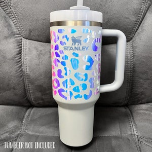 Stanley 40oz Quencher Vinyl Wrap Decal | Leopard Stanley Tumbler Wrap | Cheetah Stanley Cup Wrap | Holographic | Iridescent | Opal | Sticker