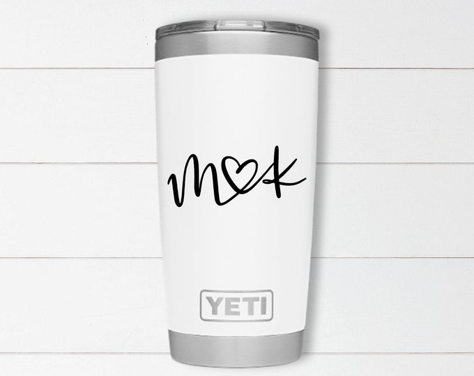 Couple Two Letter Heart Monogram Initials Decal | Yeti | Tumbler ...