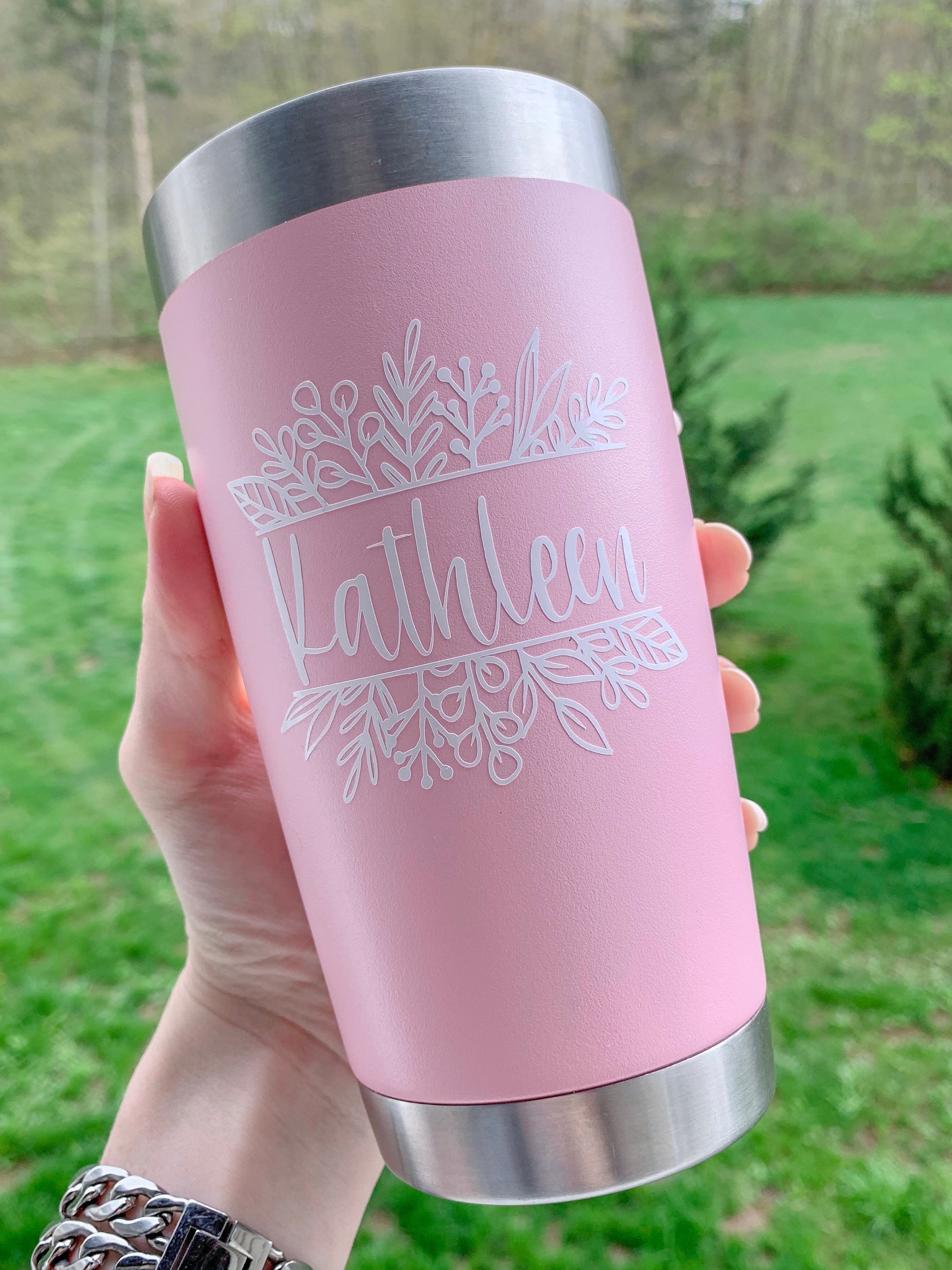 Floral Name Decal Yeti Tumbler Laptop Phone Car Etsy