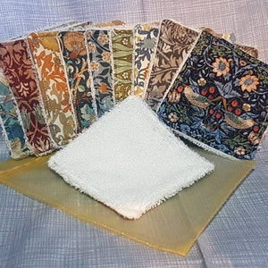 5, 7, 10 tampons démaquillants lavables réutilisables William Morris en coton et bambou. Carrés démaquillants. Lingettes démaquillantes pour le visage image 4