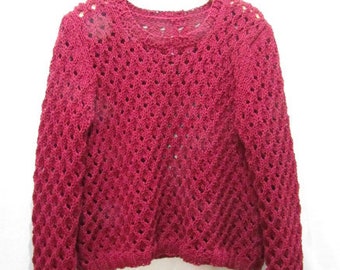 Sweter casualowy na lato czerwony burgund bawełna/akryl L/XL