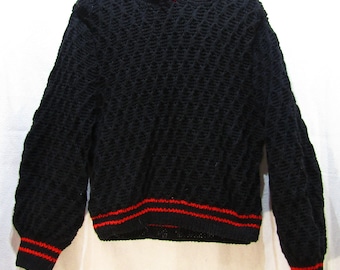 Sweter czarny z kapturem "plaster miodu" L/XL