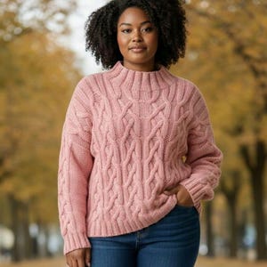 Sweater, merino wool 100%, powder pink XXL
