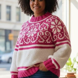 Wool sweater, rustic pattern XL/XXL