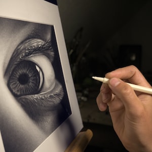 Ojo pintado con efecto 3D | | de ilusión óptica Óleo sobre cartón