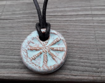 Ceramic necklace "turquoise sun"